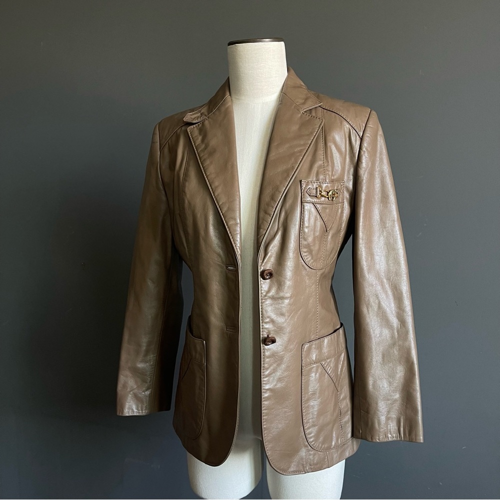 Vintage Etienne Aigner Leather Blazer Equestrian Minimalist Jacket Old Money 90s